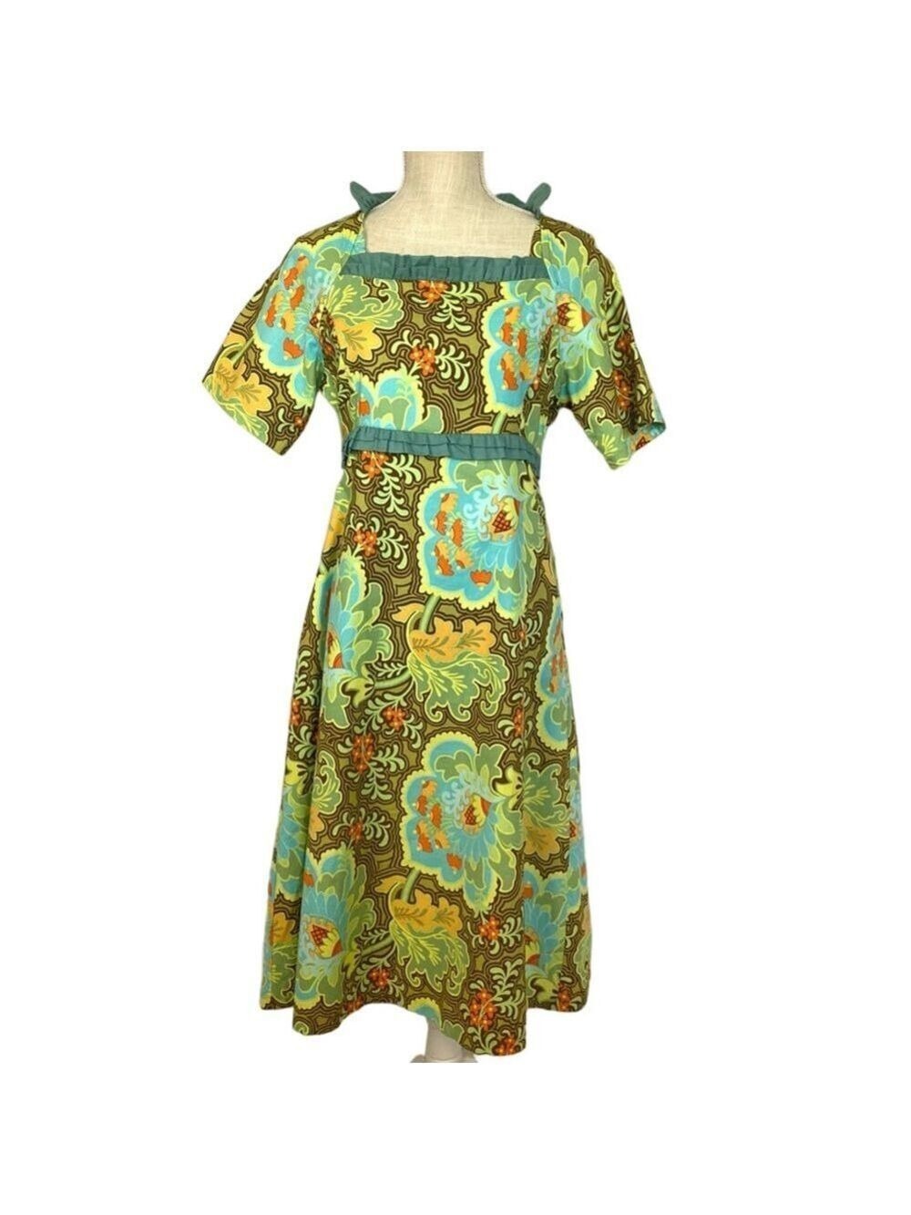 Sarah Hansen Shabby Apple Dress Fit & Flare Blue Green Women's Medium